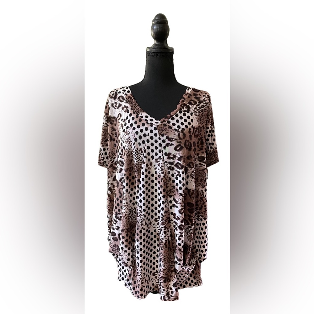 YKB: Mixed Animal Print V Neck Blouse